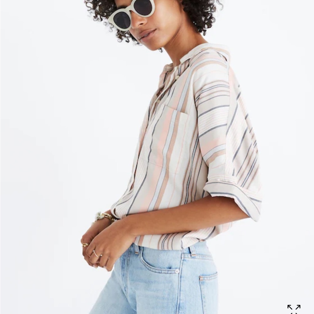 Madewell Courier Shirt in Aldwin Stripe Oversized Button-Up Top Women’s Medium - Picture 1 of 12